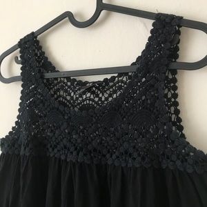 Black Cotton Crochet Dress